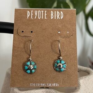 New Peyote Bird Daisy Turquoise Sterling Silver Earrings Flower Arrow WJER331